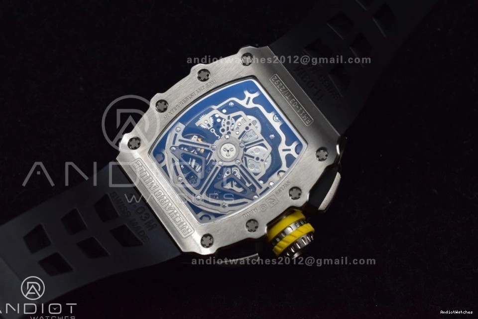 Strap V Chrono A7750 RM011 SS Sophisticated Rubber Crystal Edition Best Dial 1:1 KVF 1025 Black Black on 0915